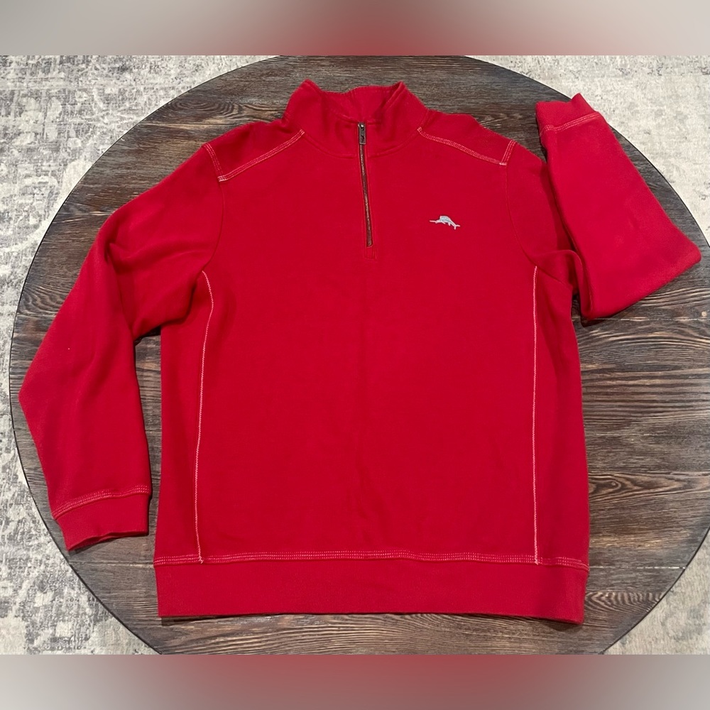 Tommy Bahama Nassau 1/2 Zip Long-Sleeve Pullover Sweater - Red -Men’s Sz Medium